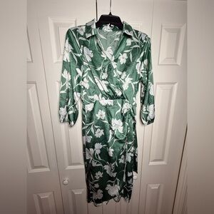 Naif Women's Green White Floral Wrap Dress